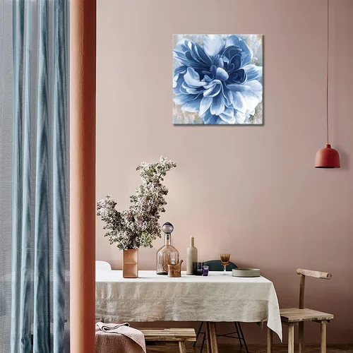 Miniatura 5 de Arte de pared de flores azules, impresión en lienzo floral azul marino, paisaje natural, arte de pared para sala de estar, dormitorio, pintura