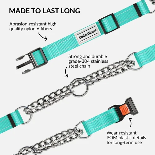 Miniatura 4 de CollarDirect Martingale - Collar para perro con cadena de acero inoxidable y hebilla de liberación rápida, collar reflectante para perros grandes