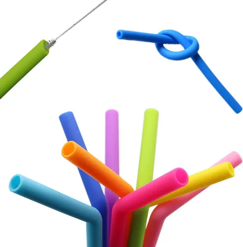 Miniatura 4 de AKOAK Pajitas de silicona reutilizables, sin BPA, extra largas, flexibles, curvas, para vasos de 30 a 20 onzas/Rtic/Yeti, paquete de 8 + 2 cepillos