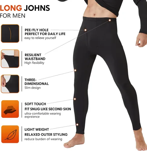 Miniatura 3 de CL - Ropa interior térmica para hombre, paquete de 2 unidades, suave y cálida, capa base para clima frío