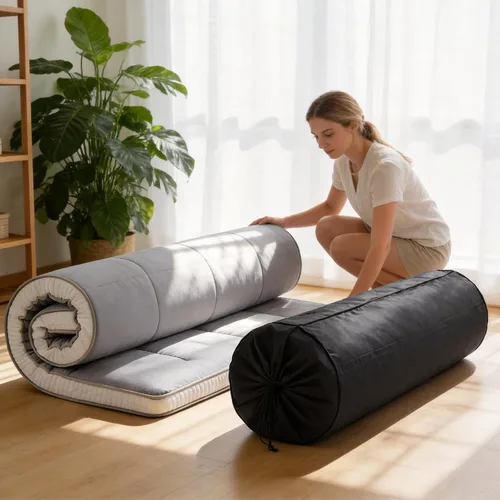 Miniatura 10 de Tiita Colchón japonés, colchón futón de 4 pulgadas de grosor con bolsa de almacenamiento y 2 correas, tapete de tatami para dormir tamaño individual