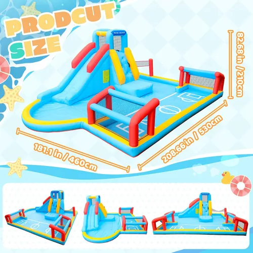 Miniatura 4 de Doctor Dolphin Casa de rebote para niños, casa inflable con tobogán, casa hinchable para niños, castillo hinchable para tobogán acuático inflable