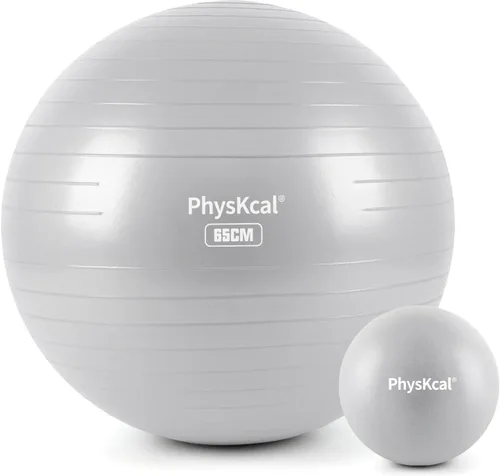 Miniatura 22 de PhysKcal Pelota de yoga para ejercicio, set de pilates, pelota de fitness de 4 tamaños para entrenamiento, parto, embarazo, terapia física - Bomba