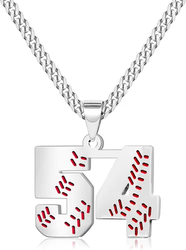 Miniatura 71 de Btysun Collares de béisbol de béisbol número 0-99 dijes de acero inoxidable para hombres, regalos de béisbol, papá, marido, regalo de Navidad