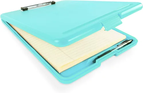Miniatura 12 de Portapapeles con almacenamiento delgado plegable para enfermería, maestros, entrenadores y oficina, plástico resistente con soporte para bolígrafo