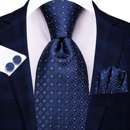 Miniatura 110 de Hi-Tie Corbata clásica de cachemira para hombre con pañuelo y gemelos a cuadros