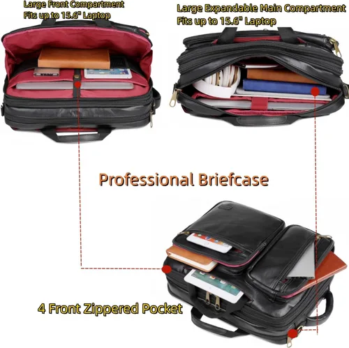 Miniatura 3 de Mochila de cuero vegano para laptop, maletín híbrido, mochila de viaje para laptop de 15.6 pulgadas, mochila de senderismo, mochila universitaria