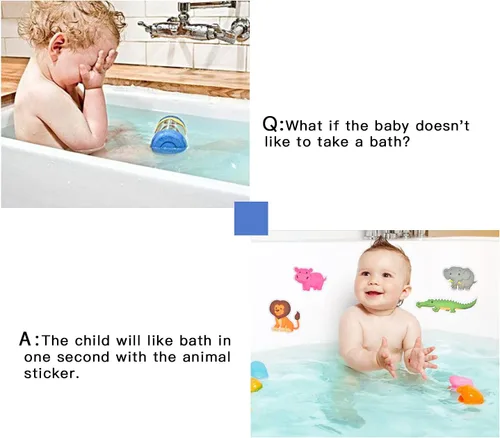 Miniatura 3 de Secopad Calcomanías antideslizantes para bañera, 32 unidades adhesivas de animales infantiles antideslizantes para ducha y bañera con raspador