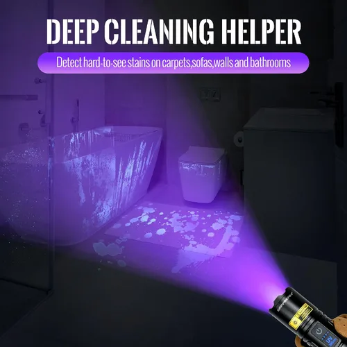 Miniatura 4 de DARKBEAM Linterna UV 365nm y 395nm Luz Negra Dual, Linterna Ultravioleta LED Recargable por USB con Luz Negra, Lámpara Woods Enfocable Potente
