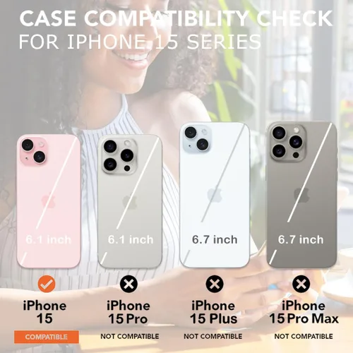 Miniatura 2 de uCOLOR Funda compatible con iPhone 15 de 6.1 pulgadas con ranura para tarjetero, función atril, doble cierre magnético y bloqueo RFID, funda de 6.1
