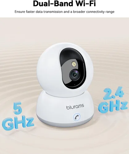 Miniatura 7 de blurams Cámara interior 5G, cámara de niñera 2K, cámara PTZ de 360° para mascotas con aplicación de teléfono, llamada de un solo toque, visión