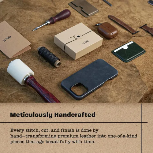 Miniatura 5 de Funda de piel italiana de primera calidad hecha a mano - Para AirPods Pro (solo 2.ª generación) - Efecto de dos tonos con pátina única a lo largo