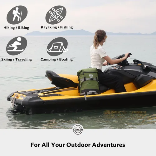 Miniatura 9 de STOVER 5/10/25/30/40/55L Waterproof Dry Bag- Roll-Top Backpack w/Phone Case- Kayaking, Hiking, Camping, Boating- Men/Women 40L Verde