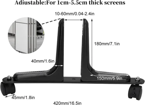 Miniatura 2 de MYOYAY Paquete de 2 soportes para pantalla divisora de habitación, pies divisores de habitación, rueda movible, pantalla de privacidad, soporte Negro