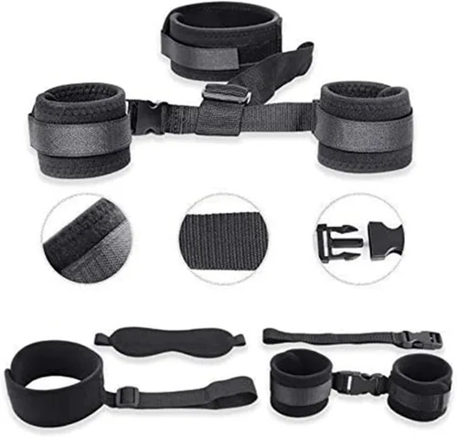Miniatura 4 de Sujetadores de cama para parejas, lazos sexuales para tobillos y muñecas, cuerdas de sujeción y cordones de cuello a muñeca detrás de la espalda