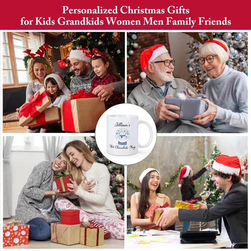 Miniatura 7 de COLBEAR Taza de café de Navidad con nombre personalizado, cerámica de 11 onzas, taza de cacao caliente personalizada, regalo para niños, apto