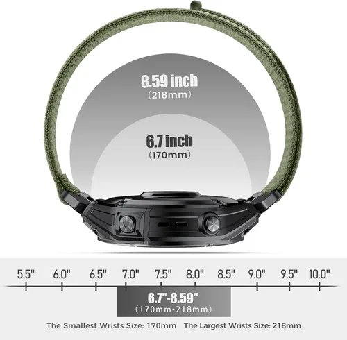 Miniatura 6 de Correa de reloj de nailon compatible con Fenix 8/8 Pro de 1.77 pulgadas/7/6/6 pro/ 5/5 Plus, bandas de reloj resistentes de 0.866 pulgadas