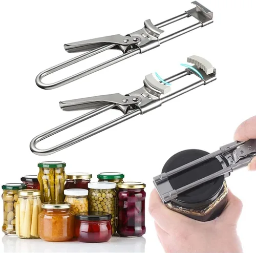 Abrelatas de acero inoxidable ajustable 2026, multifuncional, de acero inoxidable, agarrador de tapa de frasco, herramienta de cocina para manos