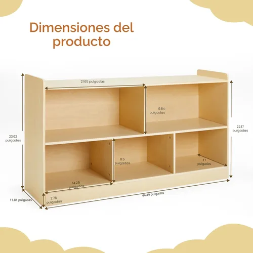 Miniatura 2 de Estante Montessori, organizador de almacenamiento de juguetes de madera para libros, juguetes, estantería de 2 estantes, armario de almacenamiento