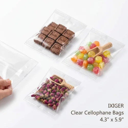 Miniatura 4 de IXIGER 200 bolsas de celofán transparente de 4.3 x 5.9 pulgadas, bolsas transparentes para galletas y bolsas de golosinas para galletas