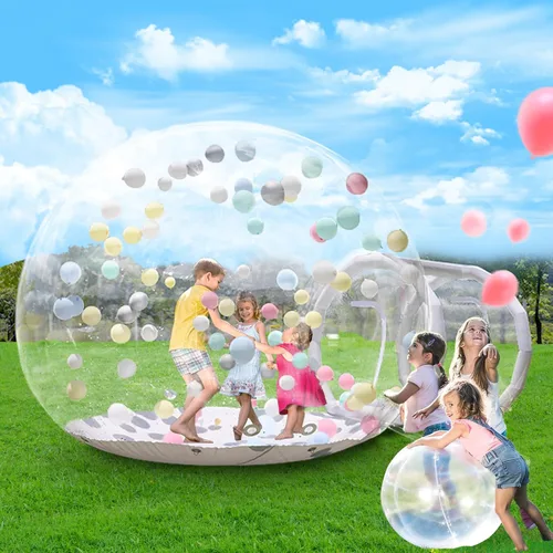 Casa Domo Inflable de Burbujas de 10 Pies para Niños, Tienda de Casa de Burbujas Inflable de PVC Transparente con Túnel, Casa de Globos de Burbujas