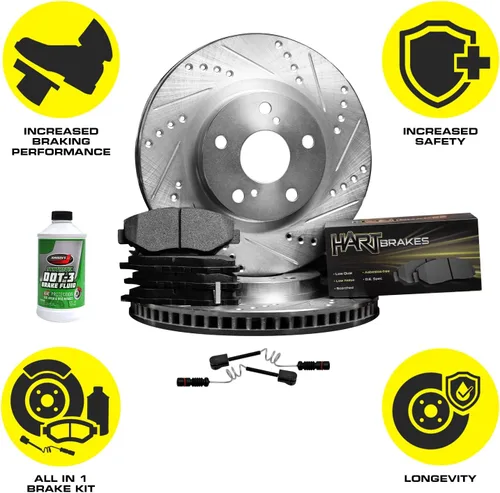 Miniatura 4 de Hart Brakes Kit de frenos y rotores delanteros Pastillas de freno delanteras Rotores y pastillas de freno Pastillas de freno y rotores