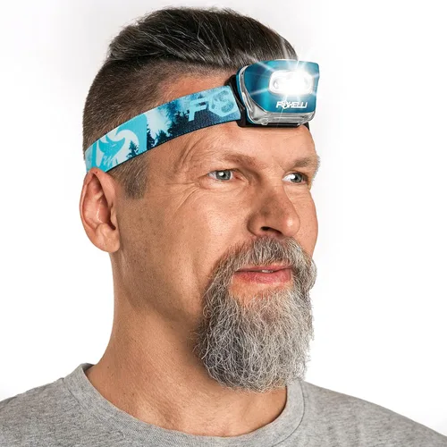 Miniatura 12 de Foxelli Linterna de Cabeza LED para Adultos y Niños, para Correr, Acampar, Hacer Senderismo, Faro de Cabeza con Luz Blanca y Roja, Diadema Cómoda