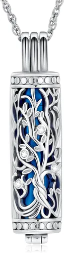 Miniatura 49 de shajwo Joyería de cremación cilíndrica, collar de cenizas de urna del árbol de la vida para mujeres y hombres, vial de cremación de cenizas