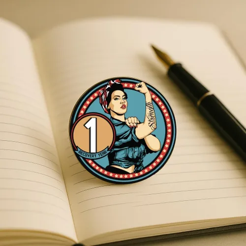 Miniatura 8 de Sobriety Coin – Rosie Strength Tattoo Recovery AA Chip, medallón de alta resistencia, regalo perfecto para cualquier persona en recuperación