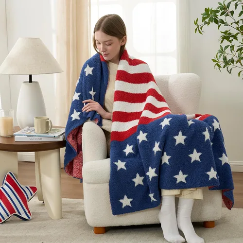 Miniatura 4 de Snuggle Sac Manta patriótica de la bandera estadounidense para sofá, cama del 4 de julio, manta ultra suave y acogedora, 250 aniversario, veterano