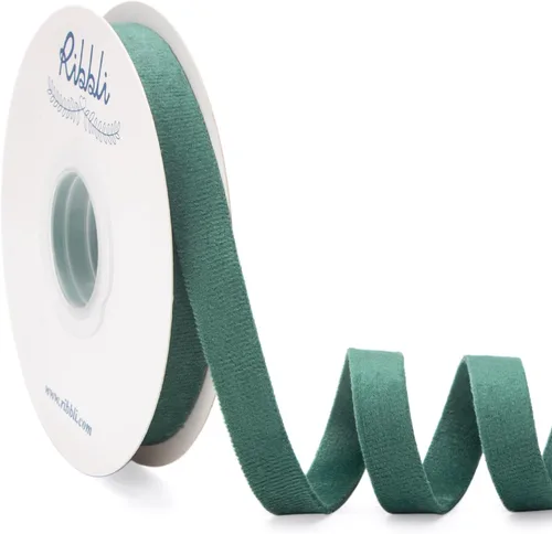 Miniatura 28 de Ribbli - Cinta de terciopelo azul grisáceo claro de doble cara, 1/2 pulgada, carrete de 10 yardas, azul grisáceo claro. Uso para adornos de árbol