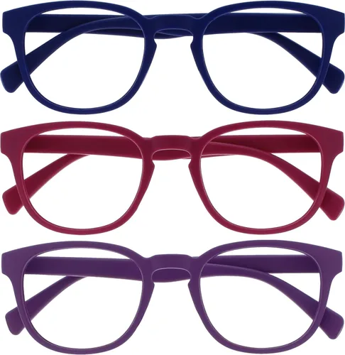 Miniatura 16 de OPULIZE Gafas de lectura POP y lentes de sol de lectura para mujeres y hombres, marco redondo mate resistente a los arañazos con bisagras de Paquete