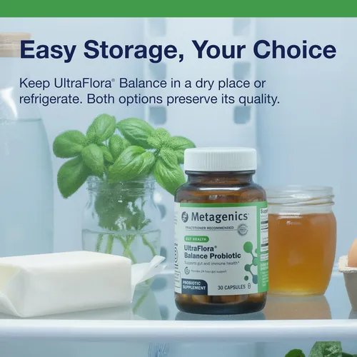 Miniatura 7 de Metagenics UltraFlora Balance Probiotic - Suplemento diario de salud intestinal estable para apoyo digestivo e inmunológico* - Sin OMG y sin gluten