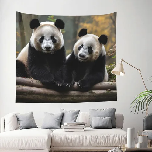 Miniatura 6 de GFLFMXZW Tapiz de dos pandas grandes para colgar en la pared de la sala de estar, tapiz de pared para dormitorio, decoración de pared estética, Dos