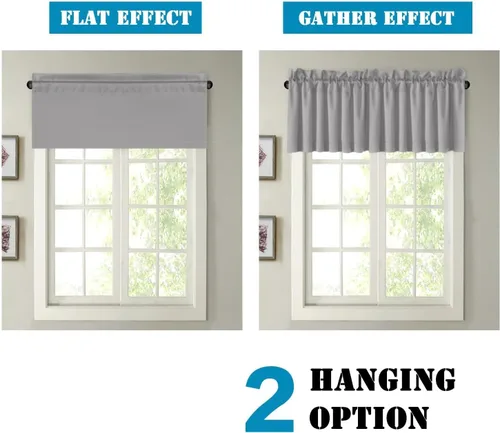 Miniatura 6 de H.VERSAILTEX - Cenefa térmica para ventana con dobladillo para barra, para oscurecer las habitaciones; ideales para la cocina, 52” x 18” Gris paloma