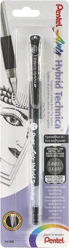 Miniatura 4 de Pentel Arts Hybrid Technica - Bolígrafo de 0.012 in, punta ultrafina, tinta negra, paquete de 1 unidad (KN103BPA)