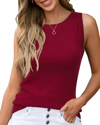 Miniatura 29 de Arach&Cloz Suéteres de mezcla de lana para mujer, no se transparentan, sin mangas, para todas las estaciones, para negocios, informal, 2025