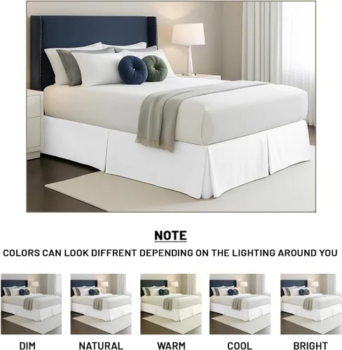 Miniatura 7 de Falda para cama de algodón egipcio de 550 hilos con caída de 12 pulgadas para cama tamaño Alaskan King (108 x 108 pulgadas), color Moss (musgo), 1