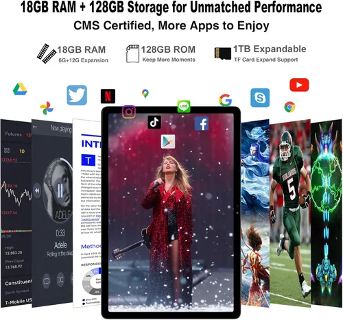 Miniatura 5 de 2026 La última tableta Android de 11 pulgadas con Gemini AI, tableta 2 en 1 con teclado y bolígrafo, 18 GB de RAM 128 GB ROM 1 TB expandir, pantalla