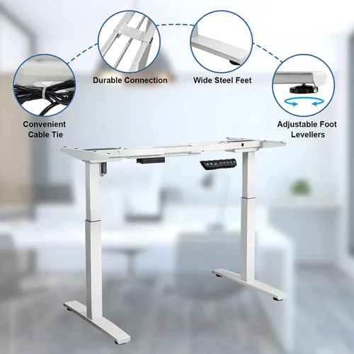 Miniatura 3 de POWERSTONE Marco de escritorio eléctrico ajustable para sentarse a estar de pie con controlador de botón y amarre de gestión de cables, conexión