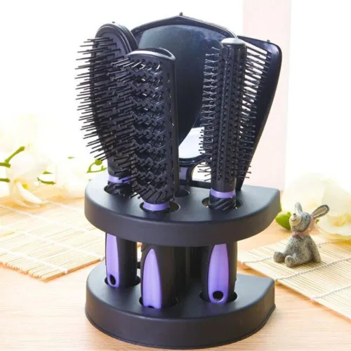 Miniatura 9 de Juego de 5 cepillos y peine para el cabello, cepillo desenredante con cerdas suaves IntelliFlex para mujeres y hombres (azul)