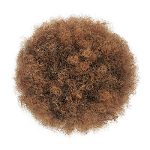 Miniatura 7 de Yinmei Baibian Extensiones de Cabello Sintéticas de Moño con Cordón Afro Rizado Crespo Degradado Marrón Tamaño Grande Peinado Recogido para Mujeres