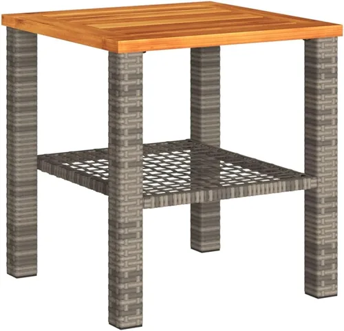 Miniatura 8 de Conjunto Bistro 3 Pièces Gris et Brun pour Balcon Petit Jardin, Table y Bois d'Acacia Chaises y Rotin Synthétique PE, Compact et Confortable