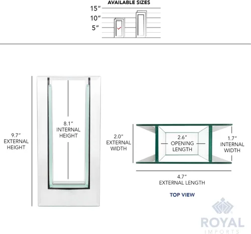 Miniatura 6 de Royal Imports, jarrón decorativo cilíndrico de vidrio reflejado. Sirve como centro de mesa para el hogar o para bodas, Vidrio, Transparente, S