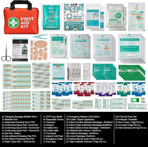 Miniatura 2 de General Medi Kit de primeros auxilios, kit de primeros auxilios pequeño de 250 piezas, incluye manta de aluminio de emergencia, paquete frío