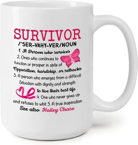 Miniatura 7 de Taza personalizada para sobrevivientes de cáncer, taza de cáncer de mama, taza de cinta rosa, regalo para sobreviviente de cáncer de mama, taza
