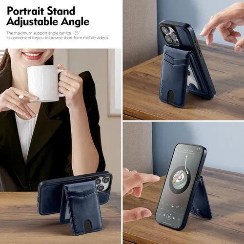 Miniatura 5 de SkyEagle Magsafe - Funda magnética 2 en 1 desmontable para iPhone 11 Pro Max con tarjetero, para mujeres y hombres, piel sintética con bloqueo RFID