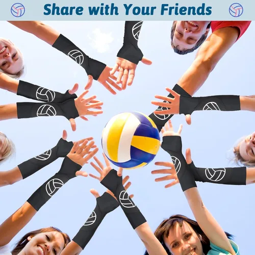 Miniatura 5 de Minatee Mangas de brazo de voleibol Mangas de antebrazo de pase y golpe con almohadillas de protección y agujero para el pulgar