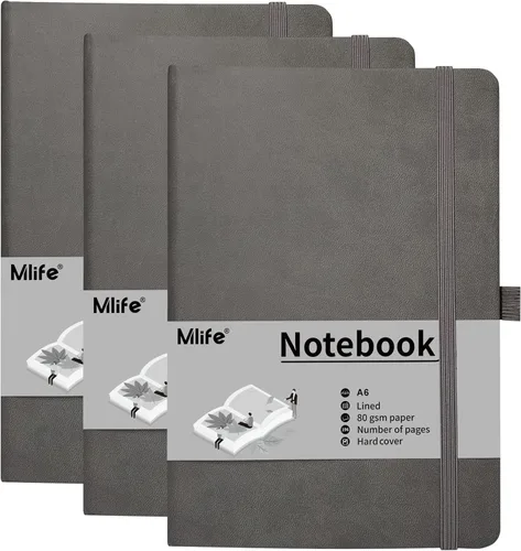 Miniatura 12 de Cuaderno pequeño A6, cuaderno de bolsillo forrado con soporte para bolígrafo, mini cuaderno de tapa dura, 192 páginas, 3.9 x 5.5 pulgadas Jurnal Azul