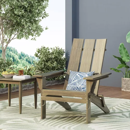 Miniatura 2 de Christopher Knight Home Zuma Silla Adirondack plegable para exteriores, madera de acacia, color gris
